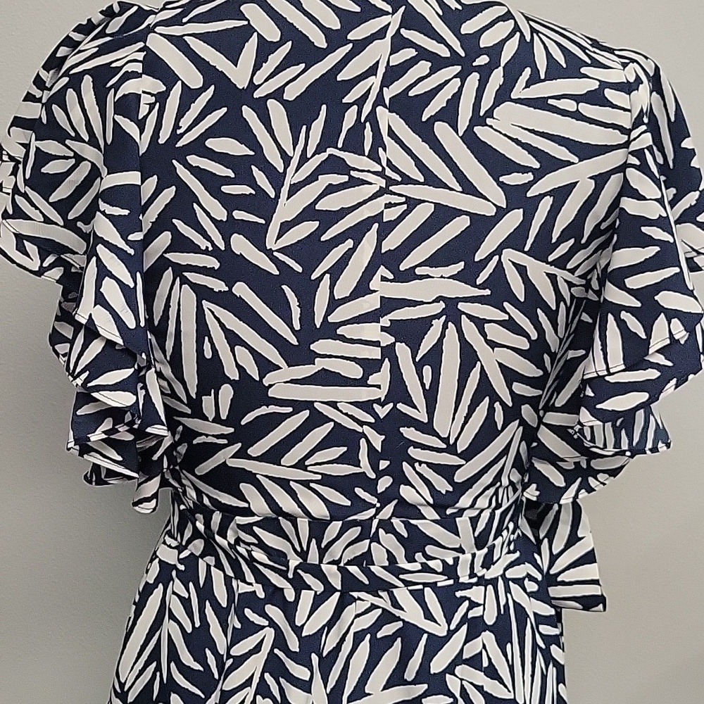 Hutch By Anthropologie Navy And White Leaf Maxi Dress, Size S - Picture 3 of 6